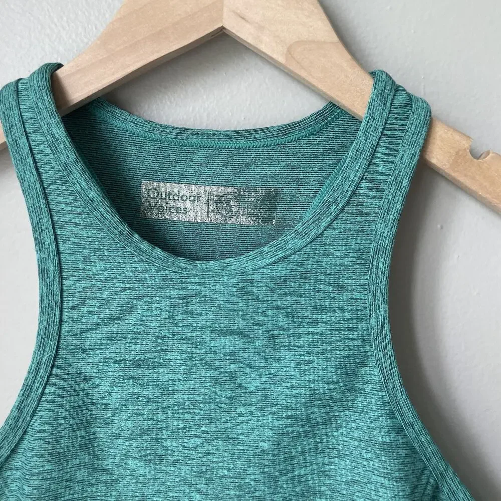 Outdoor Voices Athena Crop Athletic Tank Top Sports Bra Size S Forest Green/teal